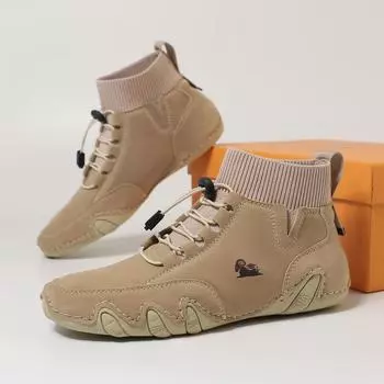 Пара повседневных кожаных сапог, четыре сезона, мужские и женские спортивные туфли больших размеров на мягкой подошве, модные противоскользящие кроссовки 35