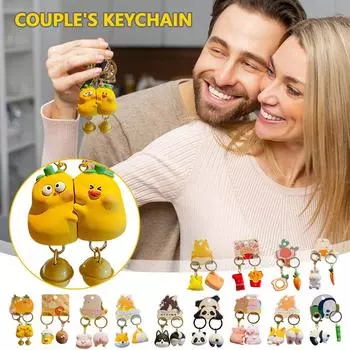 Пара пряжка смола никогда не сдавать брелок милый объятия креативная пара кукла брелок сумка подвеска One Size