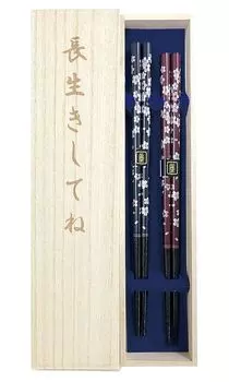 Пара японских цветов темно-синего цвета отечественная павловния с уважением к пожилым 60-летним палочками для еды палочки для еды, посудомоечная машина, листовка, синий, красный, коробка,
