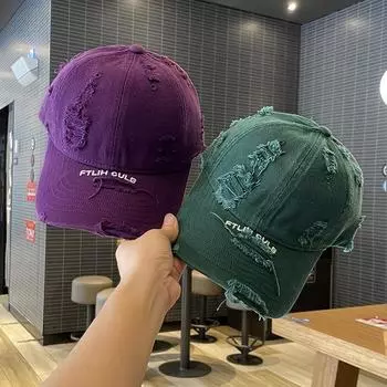 Пара ретро старых рваных бейсболок для мужчин и женщин tide ins street personal universal soft top sun tie cap average size adjustable темно-фиолетового