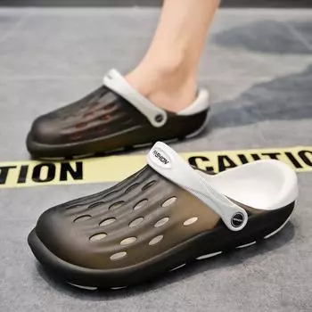 Пара резиновых туфель, женская мода, новая верхняя одежда, сумка двойного назначения, крутые тапочки, мужская нескользящая и износостойкая обувь, пляжные сандалии 36 чёрный