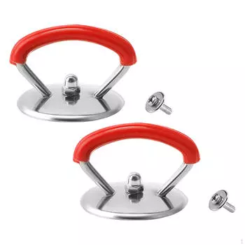 Пара ручек крышки кастрюли из нержавеющей стали, термостойкость красный