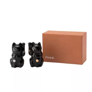 Пара счастливых кошек Фигурка для правой руки и левой руки, золотая и серебряная, в горошек, высота. Удача, открытие, подарок на новоселье. Кот удачи, черный, черный. чёрный