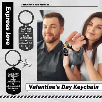 Пара Семейный брелок Подвеска Любовь Форма брелок Пара Ключ Форма брелок Подвеска из нержавеющей стали One Size