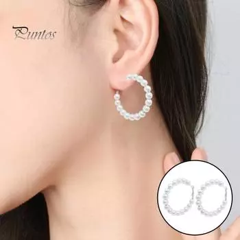 Пара серег Huggie из искусственного жемчуга круглой формы, преувеличенные однотонные антиаллергенные легкие серьги из нержавеющей стали для украшения ушей, ювелирные изделия XS серебряный