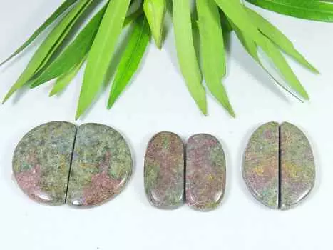 Пара серег из натурального родонита 03 шт., кабошон, драгоценный камень 28-31 мм RQ-2789