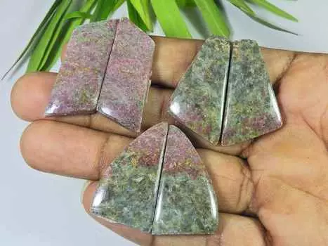 Пара серег из натурального родонита 03 шт., кабошон, драгоценный камень, 34–36 мм RQ-2790