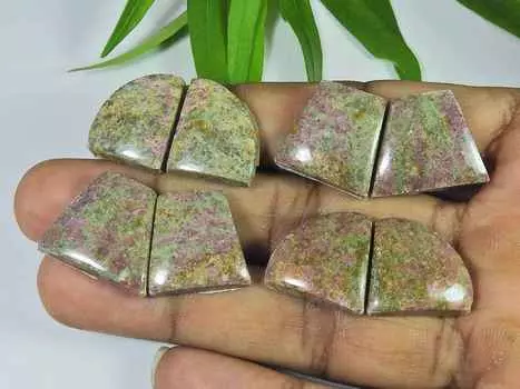 Пара серег из натурального родонита 04 шт. кабошон россыпью драгоценный камень 19-22 мм RQ-2800