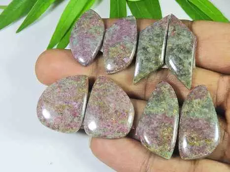 Пара серег из натурального родонита, 4 шт., кабошон, драгоценный камень, 25–27 мм, RQ-2795