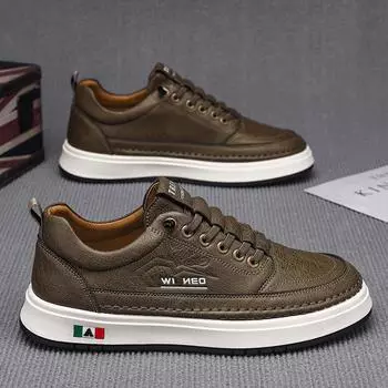 Para shoes men s 2025 new leather men s shoes pilot casual shoes spring and autumn versatile leather board shoes white shoes 39 белый