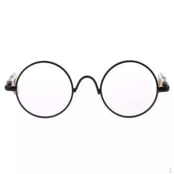 Пара симпатичных круглых металлических очков, очков для кукол 12 дюймов, аксессуары черного цвета