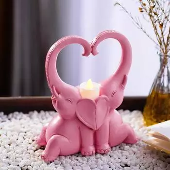 Пара Слонов Подсвечник День Святого Валентина Украшение На Колонну Канделябры Ресторан Подсвечник Свадьба золотистый
