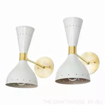 Пара современных настенных светильников, светильники с черной отделкой, настенный бра Diablo Light M белый