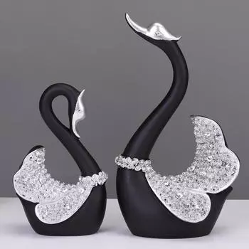 Пара современных украшений в виде лебедей для нового дома или подарка на свадьбу — идеально подходит для украшения тумбы под телевизор или рабочего стола As Shown