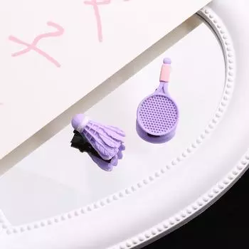 Пара спортивных ракеток для бадминтона, заколки для волос, персонализированные милые заколки для челки, головные уборы для девочек, креативные детские аксессуары для волос, украшения фиолетовый