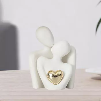 Пара Статуя Абстрактная Скульптура Искусство Керамическая Скульптура, Обнимающаяся Фигурка, для S белый