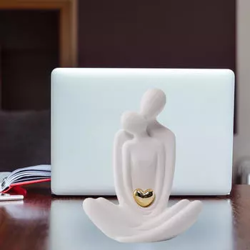 Пара Статуя Керамическая Скульптура Абстрактное Искусство Романтичные Обнимашки Фигурка Влюбленные Украшение для Silver Love Heart