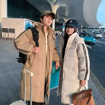 Пара стеганых зимних одежд выше колена утолщенная стеганая куртка свободная корейская версия стеганая куртка M хаки