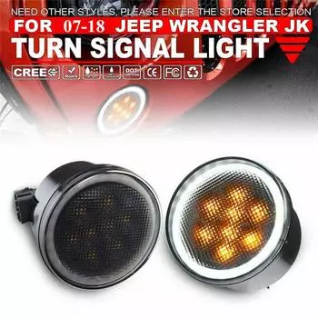 Пара светодиодных янтарных решеток указателей поворота Halo Ring DRL для Jeep Wrangler JK 07-18