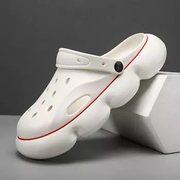 Пара толстых дырчатых кроссовок 2025 года, летние новые нескользящие двухцелевые повседневные пляжные туфли с внешней сумкой и головным убором 36/37