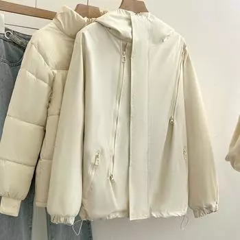 Пара уличная ветрозащитная водонепроницаемая куртка женская осенне-зимняя свободная мода с капюшоном альпинистский костюм волосы M