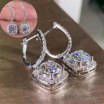 Пара ювелирных изделий женские позолоченные серьги-капли кубический циркон серьги-клипсы 2.5cm