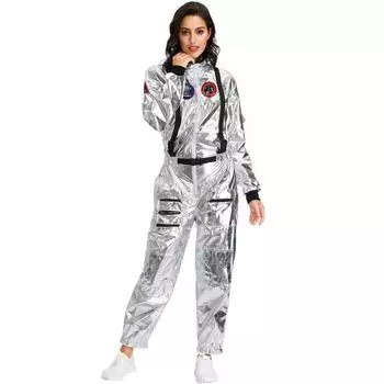 Пара в стиле Хэллоуин M-XL бродит по земле в одинаковых космических костюмах, униформа для мужчин и женщин в сценических костюмах астронавтов One Size