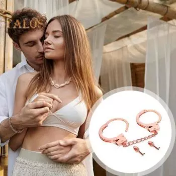 Пара веселых наручников Прочная металлическая конструкция для длительного использования Простая система блокировки Ключ не нужен Реквизит для вечеринок для ролевых игр Ковбои Хэллоуин