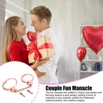 Пара веселых наручников Прочная металлическая конструкция для длительного использования Простая система блокировки Ключ не нужен Реквизит для вечеринок для ролевых игр Ковбои Хэллоуин