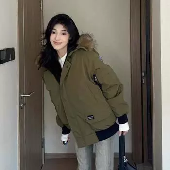 Пара вниз хлопчатобумажная одежда 2024 зима новая женская утолщение чувство маленький ретро пирог преодолено S recommends below 55kg серый