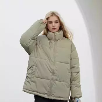 Пара воротник-стойка хлопковая одежда осень и зима короткие мужские и женские утолщенные куртки большого размера S розовый