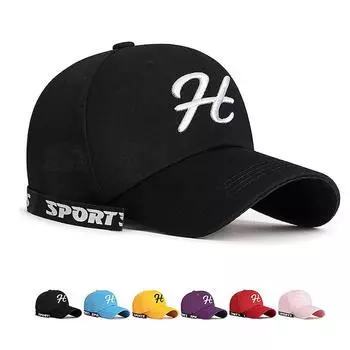 Пара вышитых бейсболок молодежная студенческая лента регулируемая шляпа от солнца чёрный