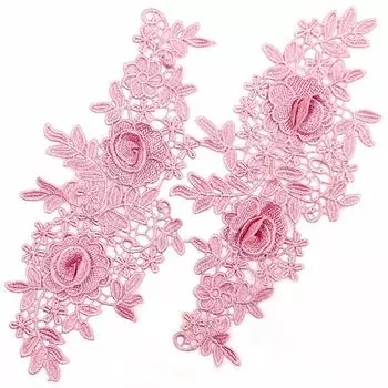 Пара вышивок, полые кружевные вышивки «сделай сам», трехмерные кружевные аксессуары, аппликация, плавающий цветок, полиэфирная нить 27x12cm