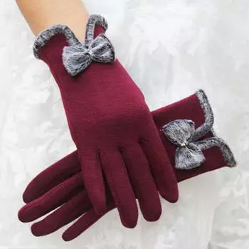 Пара женских перчаток. Вязаные теплые удобные перчатки. 1 pair красный