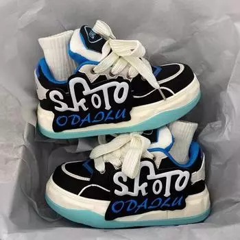 Пара женских туфель для скейтбординга на толстой подошве, обувь для хлеба с сотней букв, 2024, повседневные спортивные мужские и женские туфли с одинаковыми моделями 40