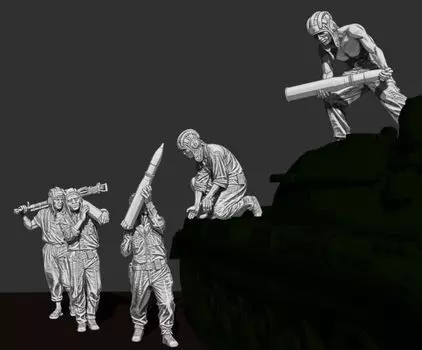 Paracel Miniatures Current North Vietnamese Tank Crew Ammunition Supply Set Resina Unpainted Kit MINI4817 1/48 (НВА) (5 кусков) (люди)