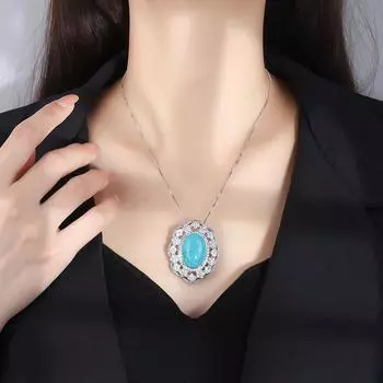 Параиба ожерелье женское кулон с бриллиантами цветной циркон ожерелье ювелирные изделия женские