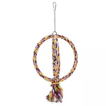 Parakeet Bird Ring Toy Cotton Rope Stainless Steel Wire Circle Ring for Pet Climbing Swing
