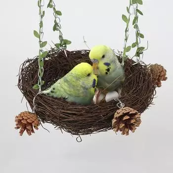 Parakeet Nest Parrot Hanging Bed Hanging Bird House for Cage Breeding Nest Parrot Swing Toy With Chewing Toy Bird Supplies