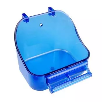 Parakeet Transparent Plastic Hanging Pet Shower Bird Bath Cage Parrot Bathtub Bathing Box Birdbath blue