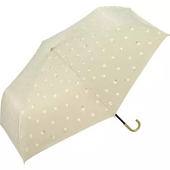 Parasol Folding Umbrella Blackout Gold Line Margaret Mini Shade Blocking UV Protection For Both Sunny and Rainy Ladies Floral Pattern Stylish Cute бежевый