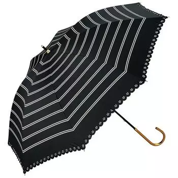 Parasol for both rain and blackout heat black 50cm w.p.c shine, border, cut, 81-3069