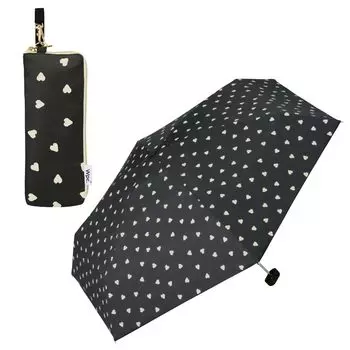 Parasol Shading Jaggy Heart Mini Black Light Blocking UV UPF For Both Sunny and Rainy Folding Outer Rib Storage For Commuting to Work or School [2024]