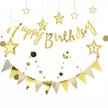 Paready Украшение гирляндой на день рождения Набор украшений на день рождения Баннерная бумага для дня рождения Украшение гирляндой Простое украшение Празднование половины дня рождения