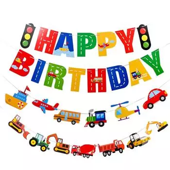 Paready Украшение на день рождения Автомобильная гирлянда для автомобиля Набор украшений на день рождения Украшение С днем рождения Рабочий автомобиль Строительный декор Набор украшений