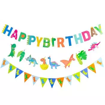 Paready Украшение на день рождения Гирлянда из динозавров Набор украшений на день рождения Украшение С днем рождения Украшение с драконом Набор украшений на полдня 100-летия