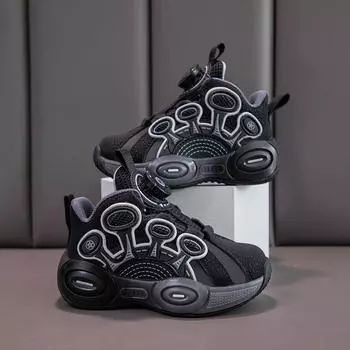 Обувь для родителей и детей, детская, новая осенняя, на толстой подошве, с вращающейся пряжкой, детская спортивная повседневная обувь для девочек и мальчиков 26 бежевый