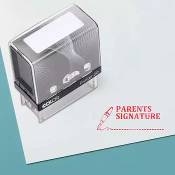 PARENTS SIGNATURE Self Inking Rubber Stamp Custom Colop Office Stationary P20 Mini Stamper 14 mm x 38 mm красный