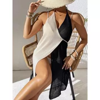 Парео Пляжная накидка для женщин Летнее платье Saidas De Praia Купальный костюм Туника Розетки Роскошные банные выходы Женские накидки One Size абрикосовый