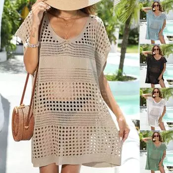 Парео Пляжная накидка для женщин Летнее платье Saidas De Praia Купальный костюм Туника Розетки Роскошные банные выходы Женские накидки One Size чёрный